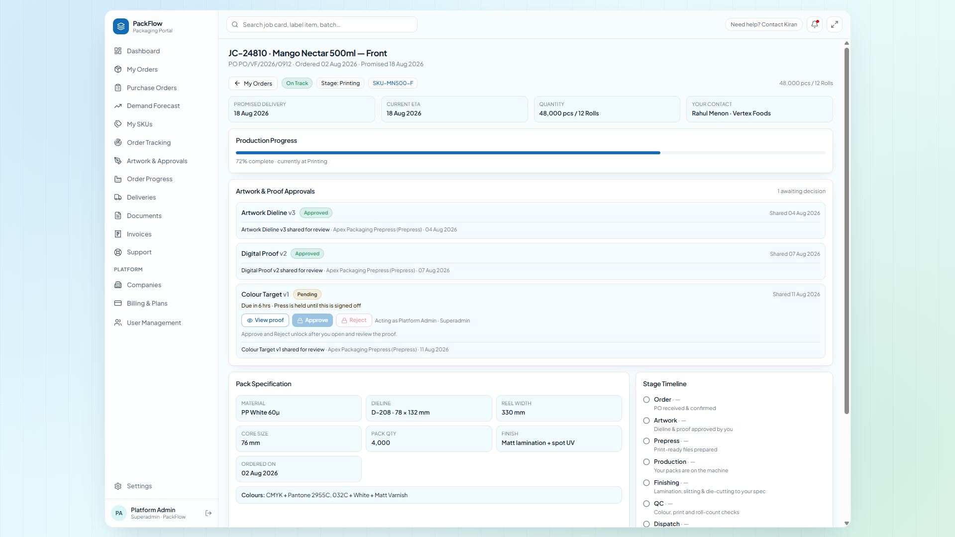 4 · Order tracking + job detail
